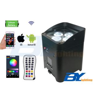 BY-864A 4 x 15W 6 in 1 RGBWA+UV Wireless DJ Uplighting With Rechargeable Battery and Mobile App Control